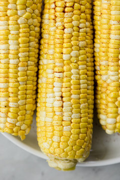 Several corn cobs closeup