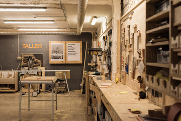 Workshop with different equipment