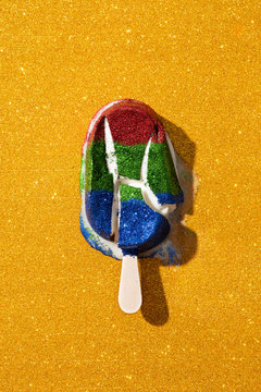 broken glittering ice pop