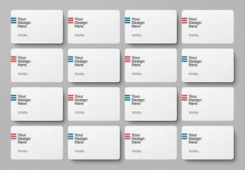 16 Round Corner Business Cards of 2 Alternating Designs Mockup