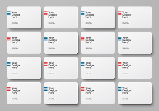 16 Round Corner Business Cards of 2 Alternating Designs Mockup