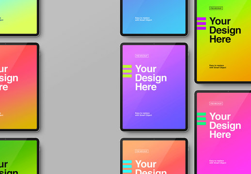 8 Black Tablet Mockup Set 