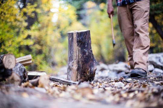 Chopping wood for kindling