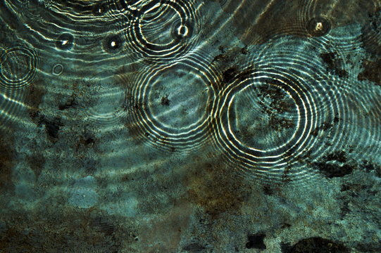 High angle view of circle shape ripples in fountain water