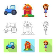 Vector design of farm and agriculture icon. Set of farm and plant vector icon for stock.