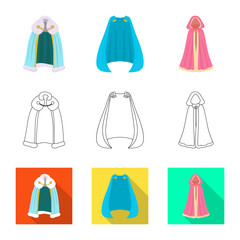 Vector illustration of material and clothing icon. Collection of material and garment stock symbol for web.
