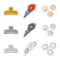 Vector illustration of beauty and fashion icon. Collection of beauty and female stock symbol for web.