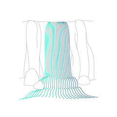 Vector illustration of waterfall cascade
