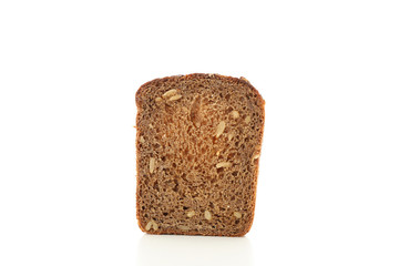 Rye bread piece isolated on white background. Bakery products