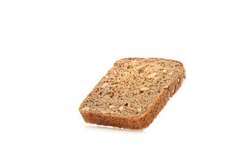 Rye bread piece isolated on white background. Bakery products
