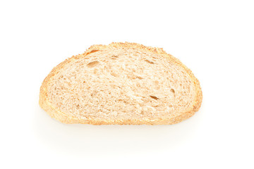 Wheat bread piece isolated on white background. Bakery products