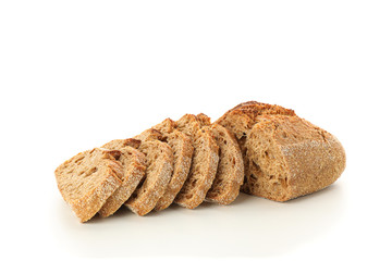 Sliced bread isolated on white background. Bakery products