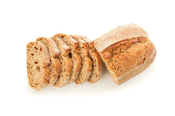 Sliced bread isolated on white background. Bakery products