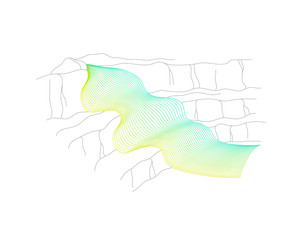 Vector illustration of waterfall cascade