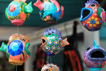 close up generic gift items in souvenir shop in Key West, Florida