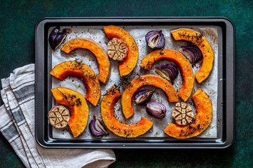 Roasted Squash Slices with Red Onions