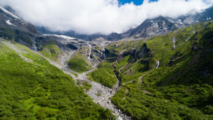 aerial view of mountain valley of Sichuan China