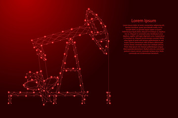 Fototapeta na wymiar Oil pump from futuristic polygonal red lines and glowing stars for banner, poster, greeting card. Vector illustration.