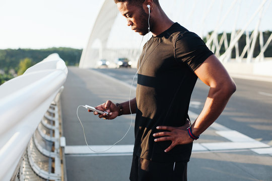 Handsome African American Man Working Out Outdoors