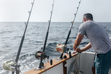 Man working on a fishing boat