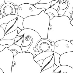 Fototapeta premium Monochrome Seamless Pattern with Floral Motifs