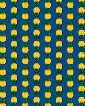 Gummy Pineapple on Blue Pattern