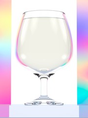 Wineglass of water on a white background, 3d rendering