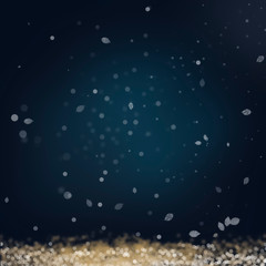 glitter vintage lights background. gold, silver, blue and black de-focused bokeh