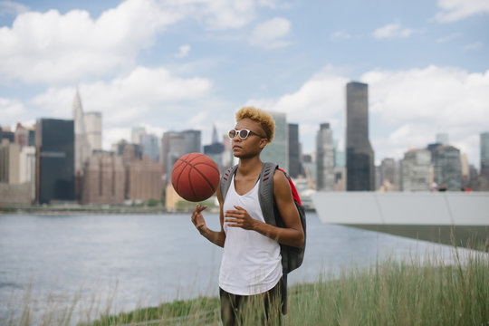 Basketball player in the city