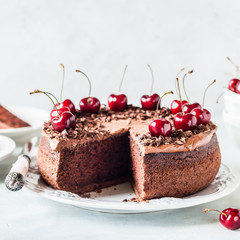 Chocolate Cake with Sweet Cherries