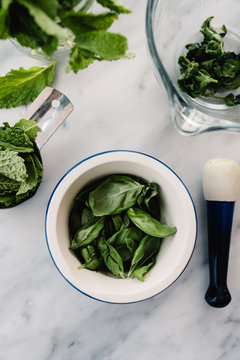 Basil and Mint ready for muddling