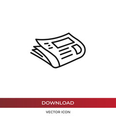 Newspaper vector icon in modern design style for web site and mobile app