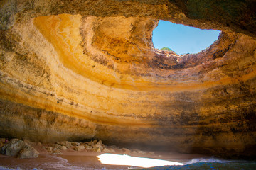 Famous Cave on Praia de Benagil iconic Landmark in Lagos, Algarve Portugal