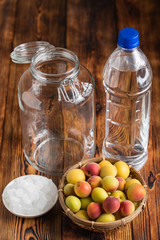rock sugar, plum, liquor, ingredient for japanese plum wine