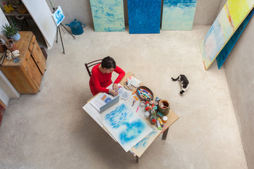 Side shot in an artist studio