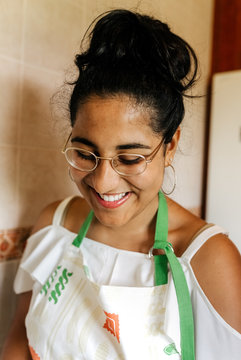 Woman cooking at home
