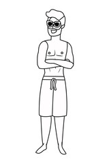 Boy with summer swimwear design