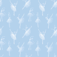 Ballerinas drawing hand-drawn with chalk. Seamless pattern © Sveta_Aho