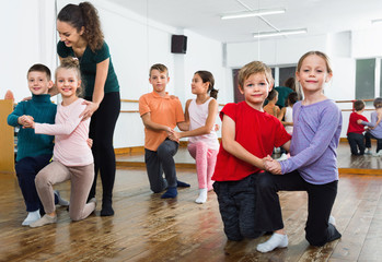 Children studying of partner dance  at dance school