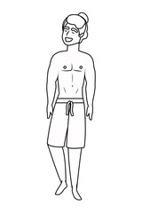 Boy with summer swimwear design