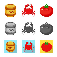 Isolated object of taste and product symbol. Collection of taste and cooking stock vector illustration.