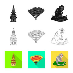 Isolated object of  and travel logo. Collection of  and traditional vector icon for stock.