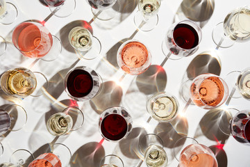 Top view of wineglasses.