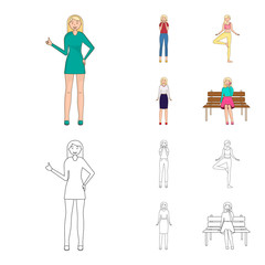 Vector design of posture and mood icon. Collection of posture and female stock vector illustration.