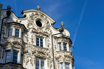 Fototapeta na wymiar Innsbruck, Tyrol, Austria. Colored houses in Innsbruck.