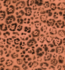 Obraz premium Seamless leopard fur red watercolor pattern. Animal print.