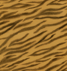 Tiger animal watercolor print with stripes. Seamless pattern