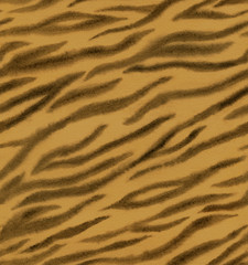 Tiger animal watercolor print with stripes. Seamless pattern