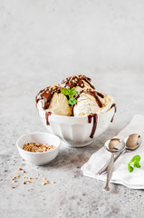 Vanilla Ice Cream with Chocolate Topping