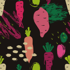 Abstract Vegetables Seamless Pattern.